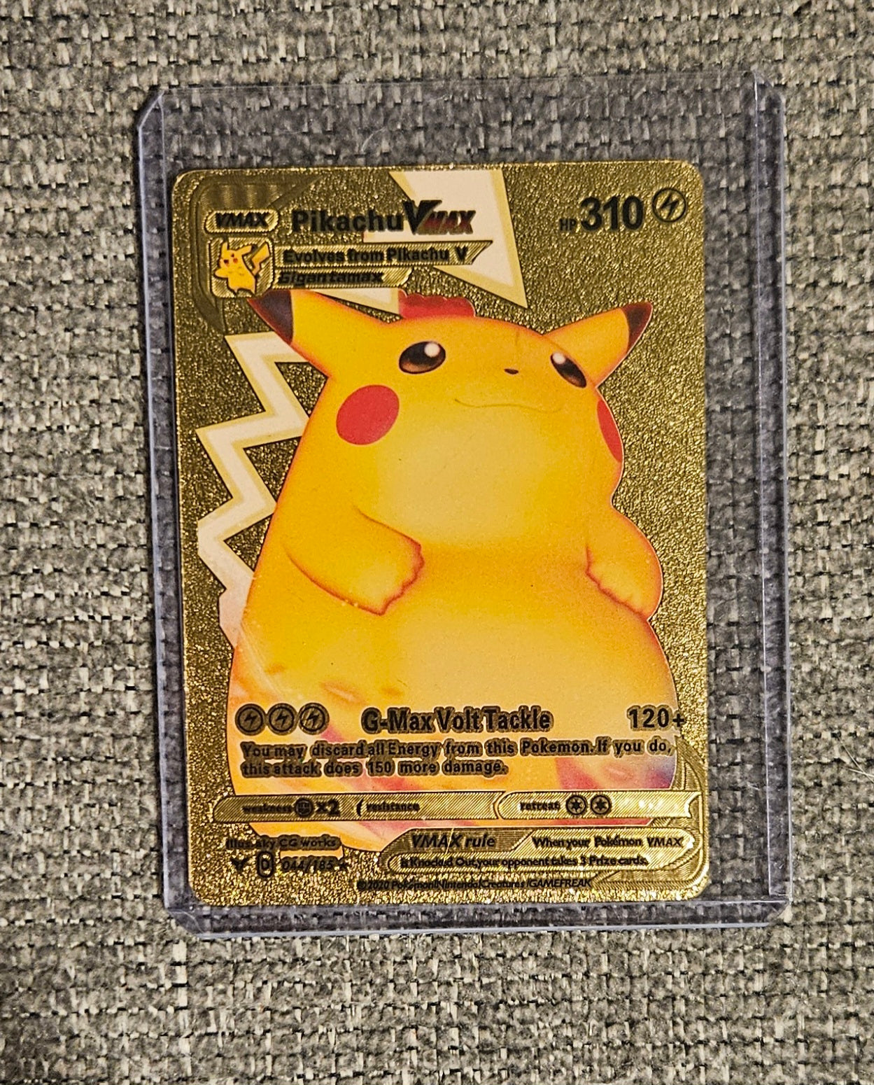 Pokémon Gold Custom Pikachu VMAX Card