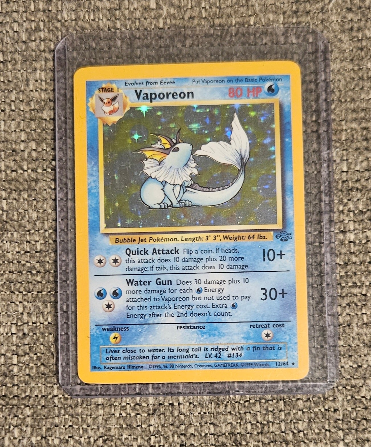 Vaporeon Holographic Base Set Card