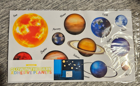 Solar System Glow In The Dark Adhesive Planets