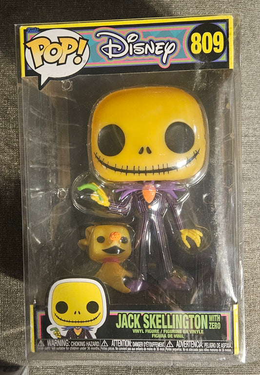 Blacklight Jack Skellington & Zero Jumbo Funko