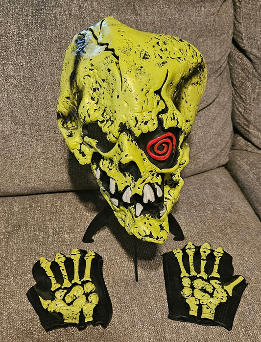 Green Skeleton Mask with Gloves