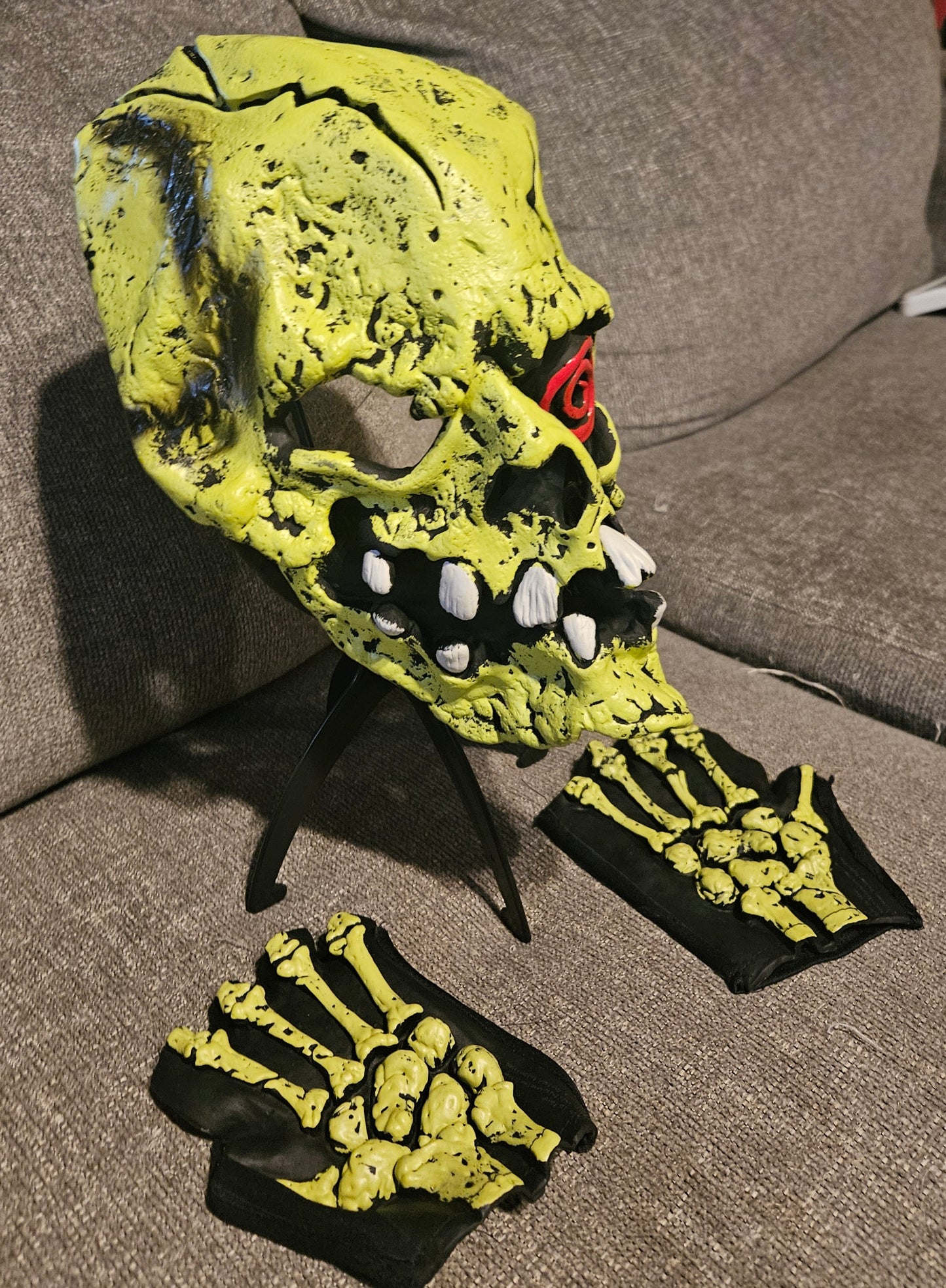 Green Skeleton Mask with Gloves