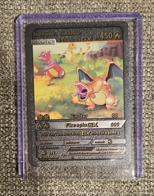 Charmander, Charmeleon & Charizard GX (Black Foil Card)