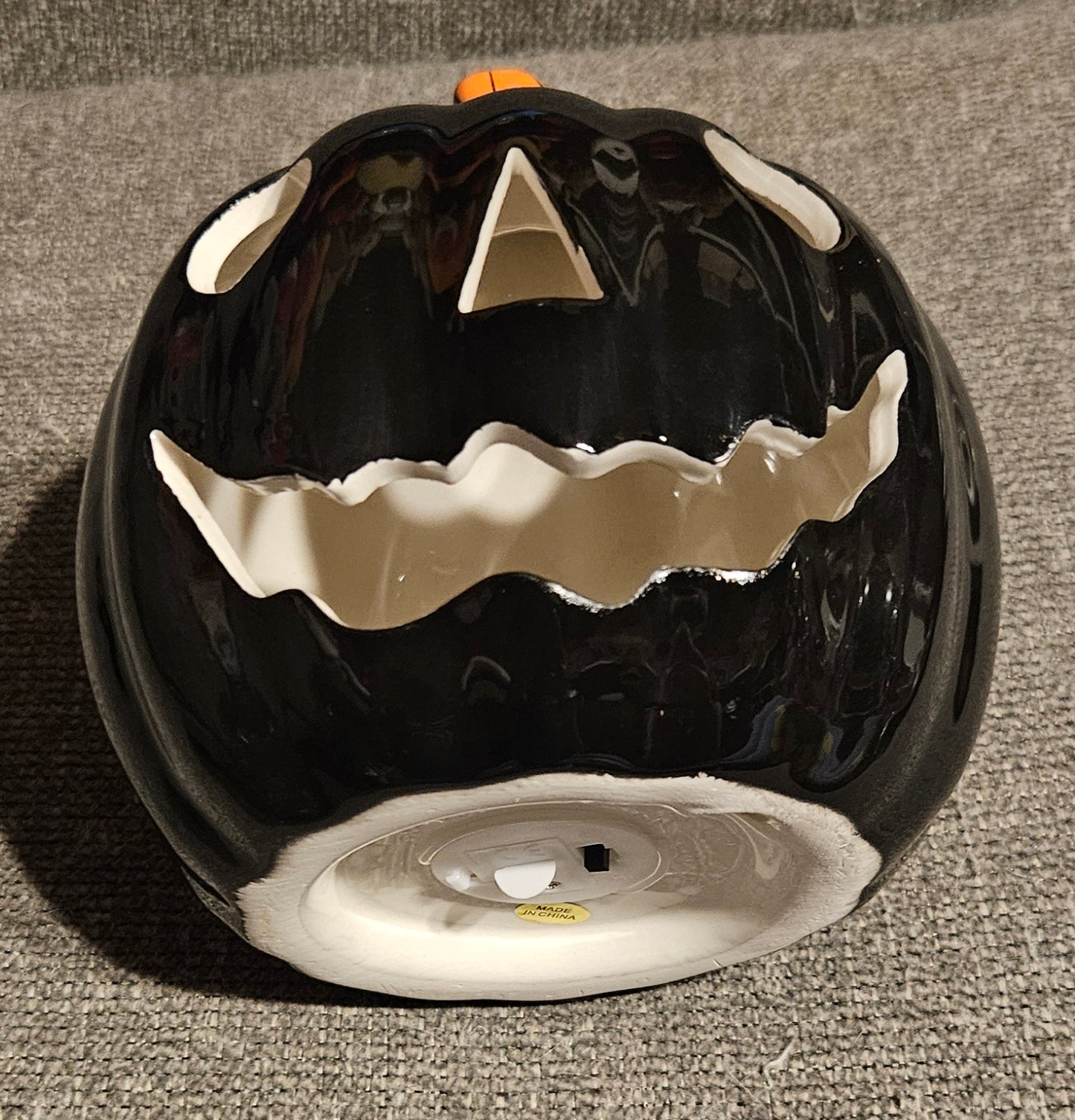 Ceramic Black LED Pumpkin Decoration