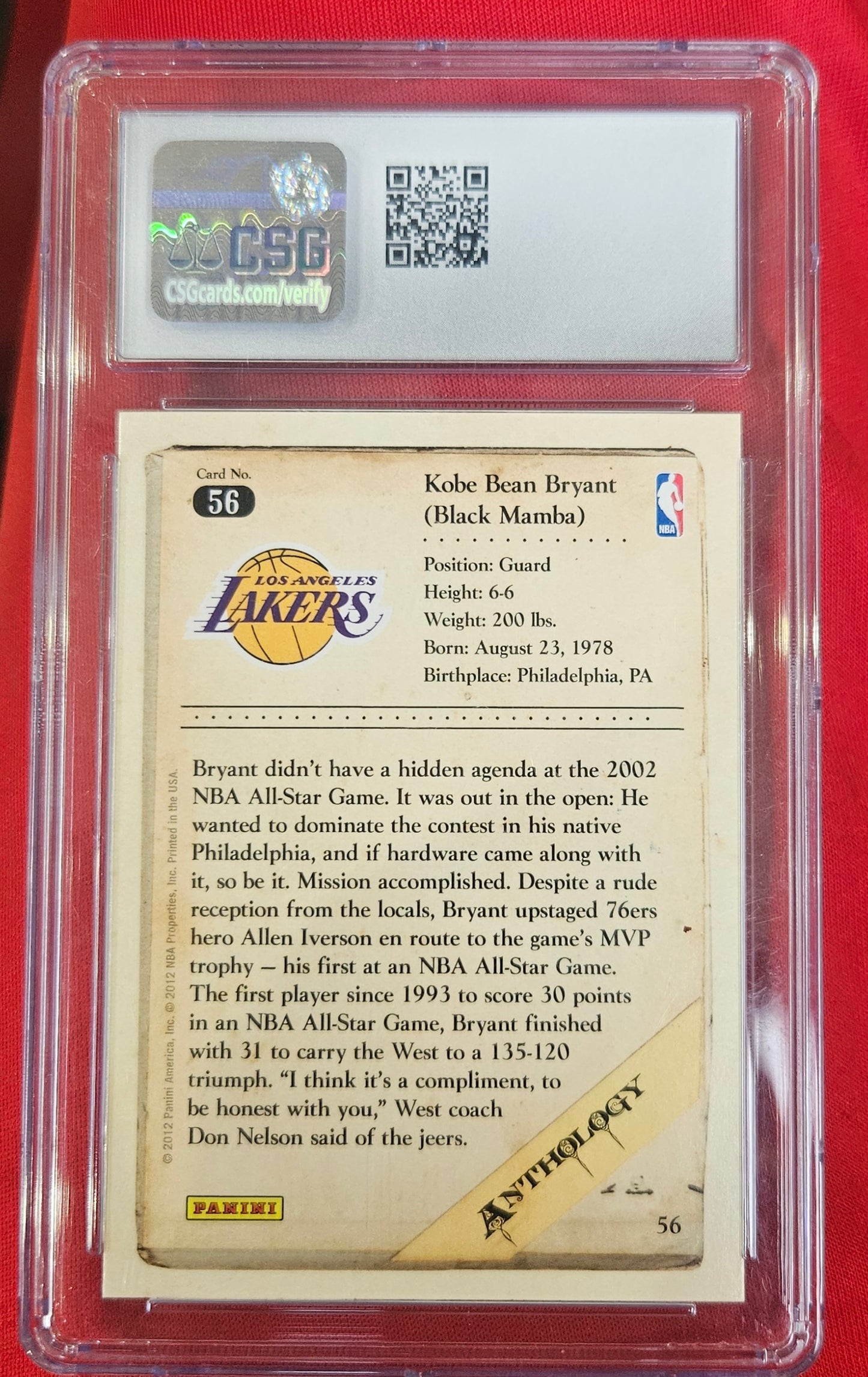 2012-13 Panini Kobe Anthology Graded Card